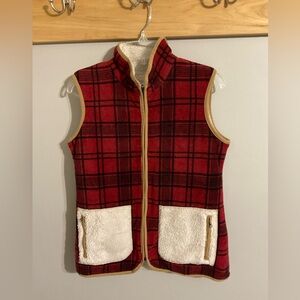 Plaid and Sherpa Reversible “Hunting” Style Vest Medium